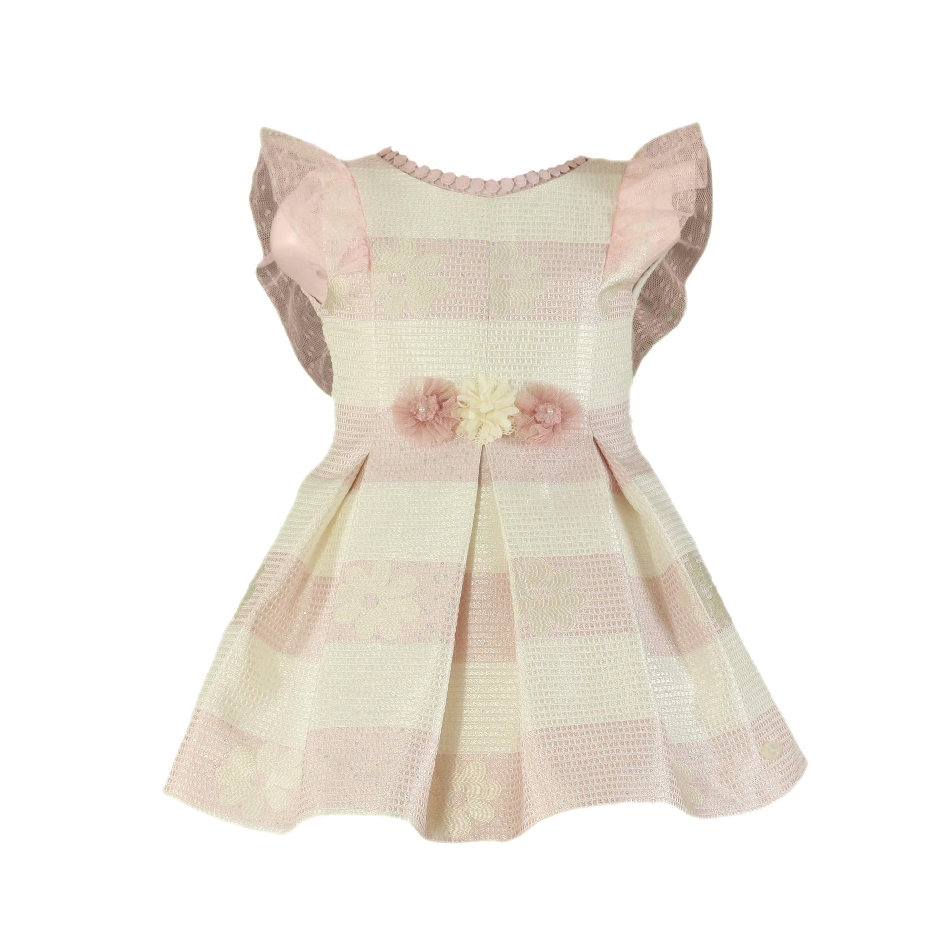 SS23 MIRANDA Pink & Cream Stripe Girls Dress - 227V