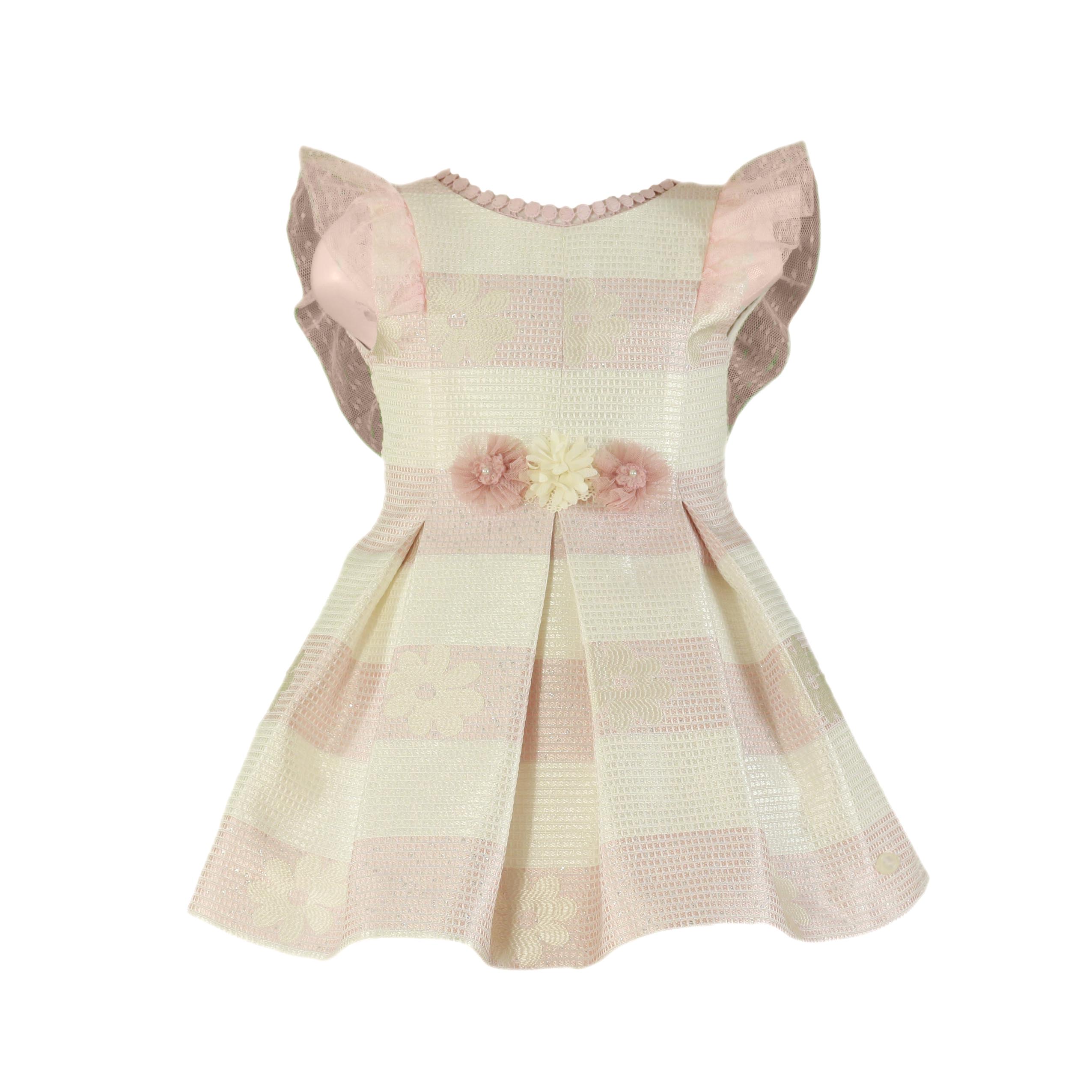 SS23 MIRANDA Pink & Cream Stripe Girls Dress - 227V