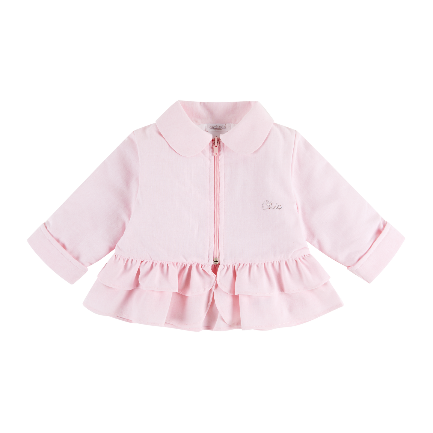 SS23 DEOLINDA Chic Baby Girls Pink Padded Jacket with Frill - 231105