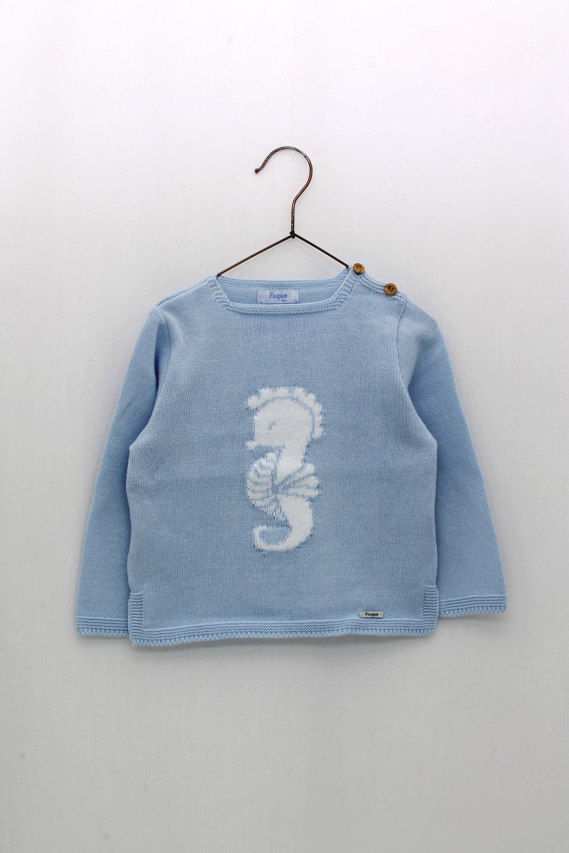 SS23 FOQUE Seahorse Blue Baby Boys Jumper