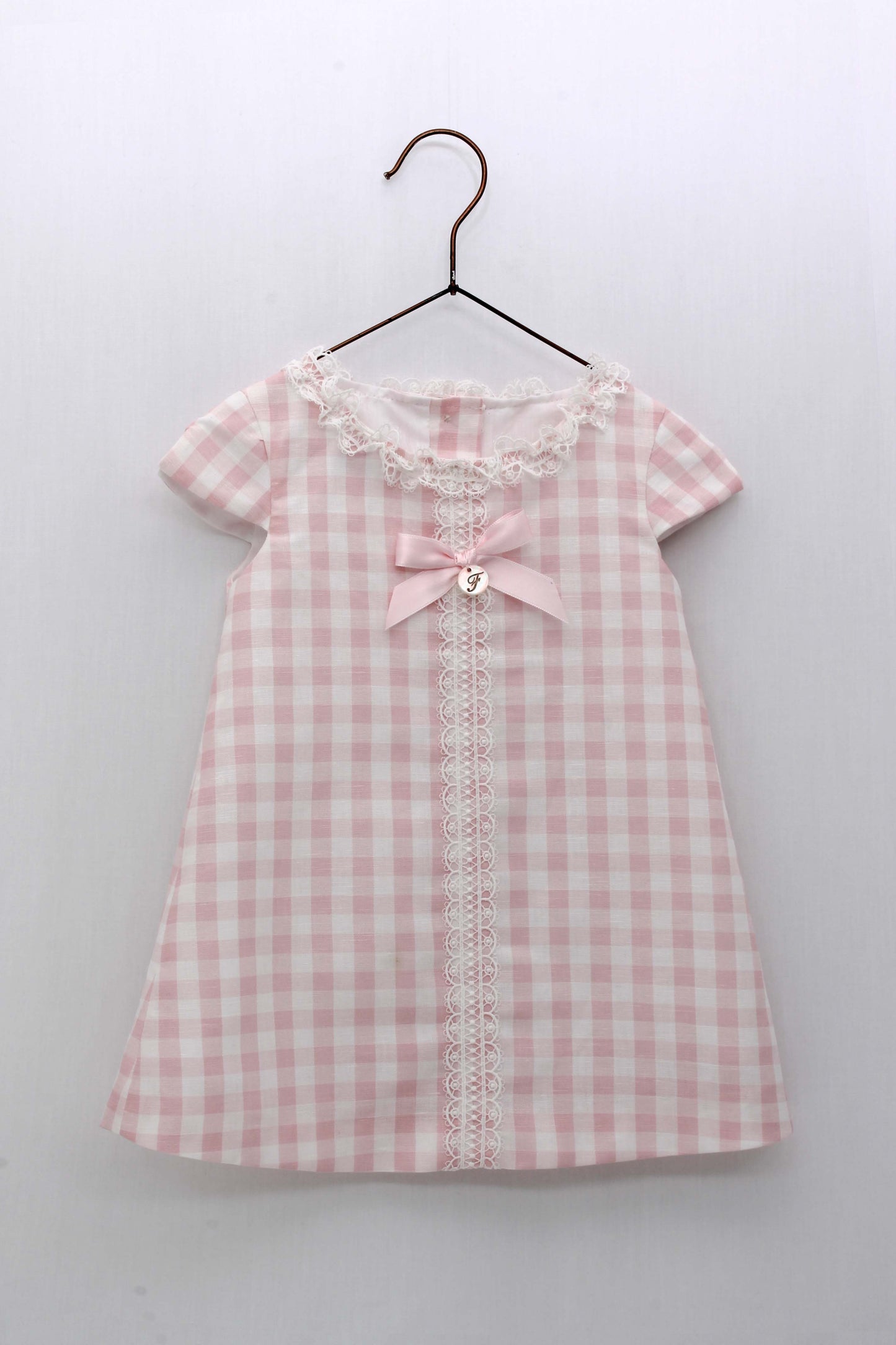 SS23 FOQUE Dulce Pink Gingham Check Baby Girls Dress
