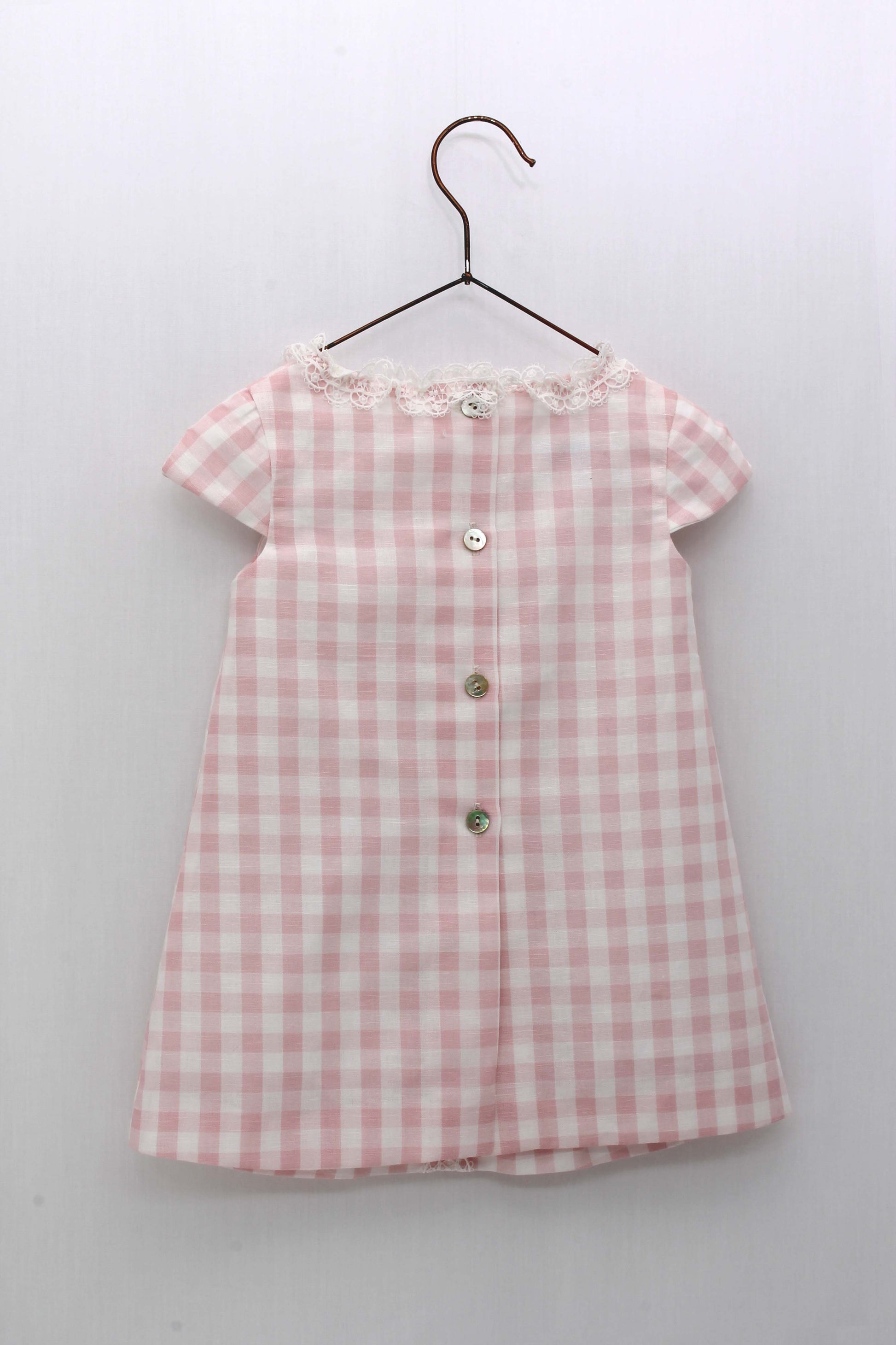 SS23 FOQUE Dulce Pink Gingham Check Baby Girls Dress