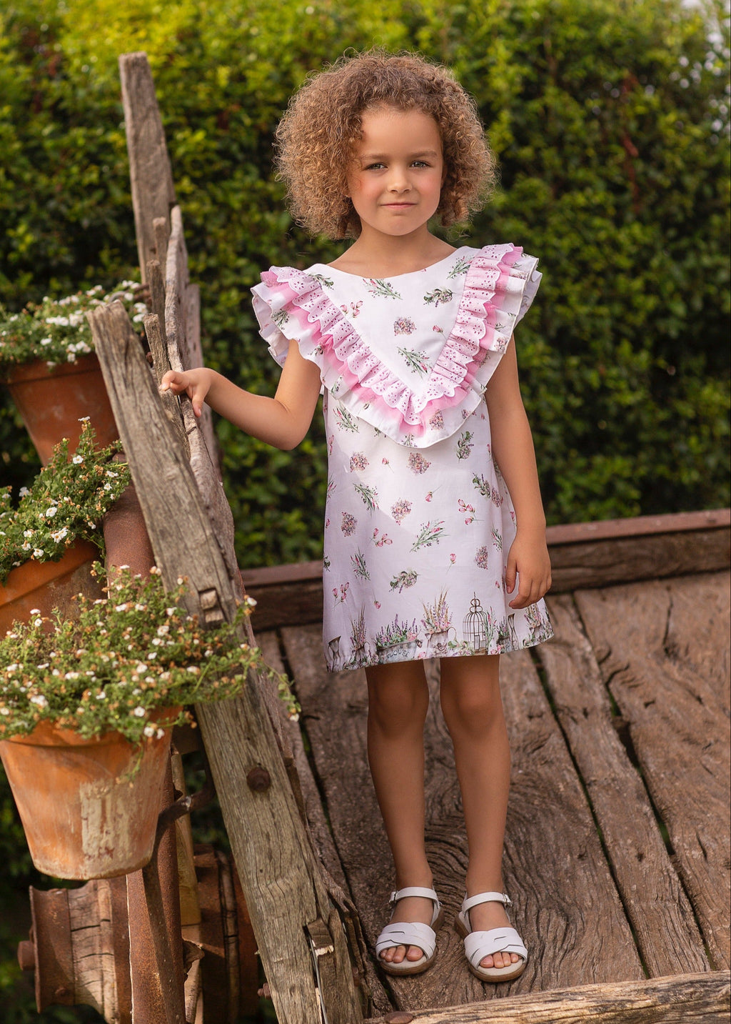 SS23 ROCHY Laia Pink Floral Girls A-Line Dress - 23452
