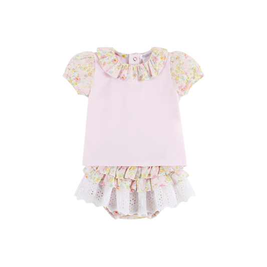 SS23 DEOLINDA Mia Baby Girls Pink Liberty Floral Jam Pant Set - 236106