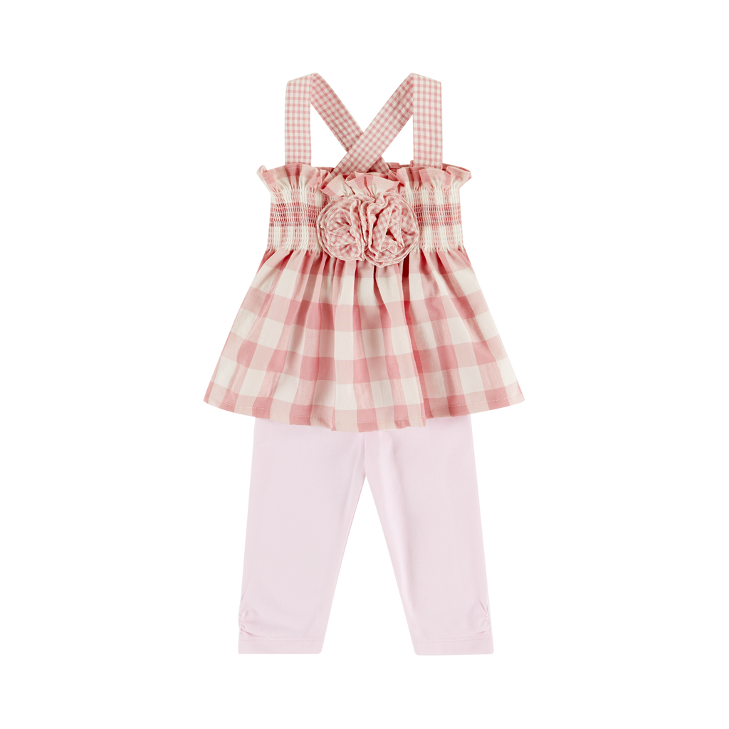 DEOLINDA Candy Girls Pink Gingham Legging Set 