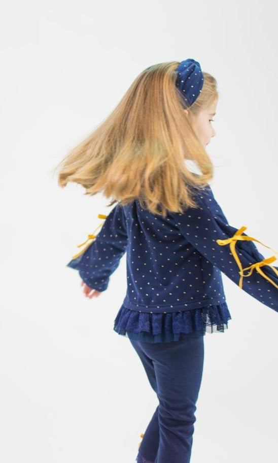 AW19 Loan Bor Navy & Gold Girls Lounge Suit