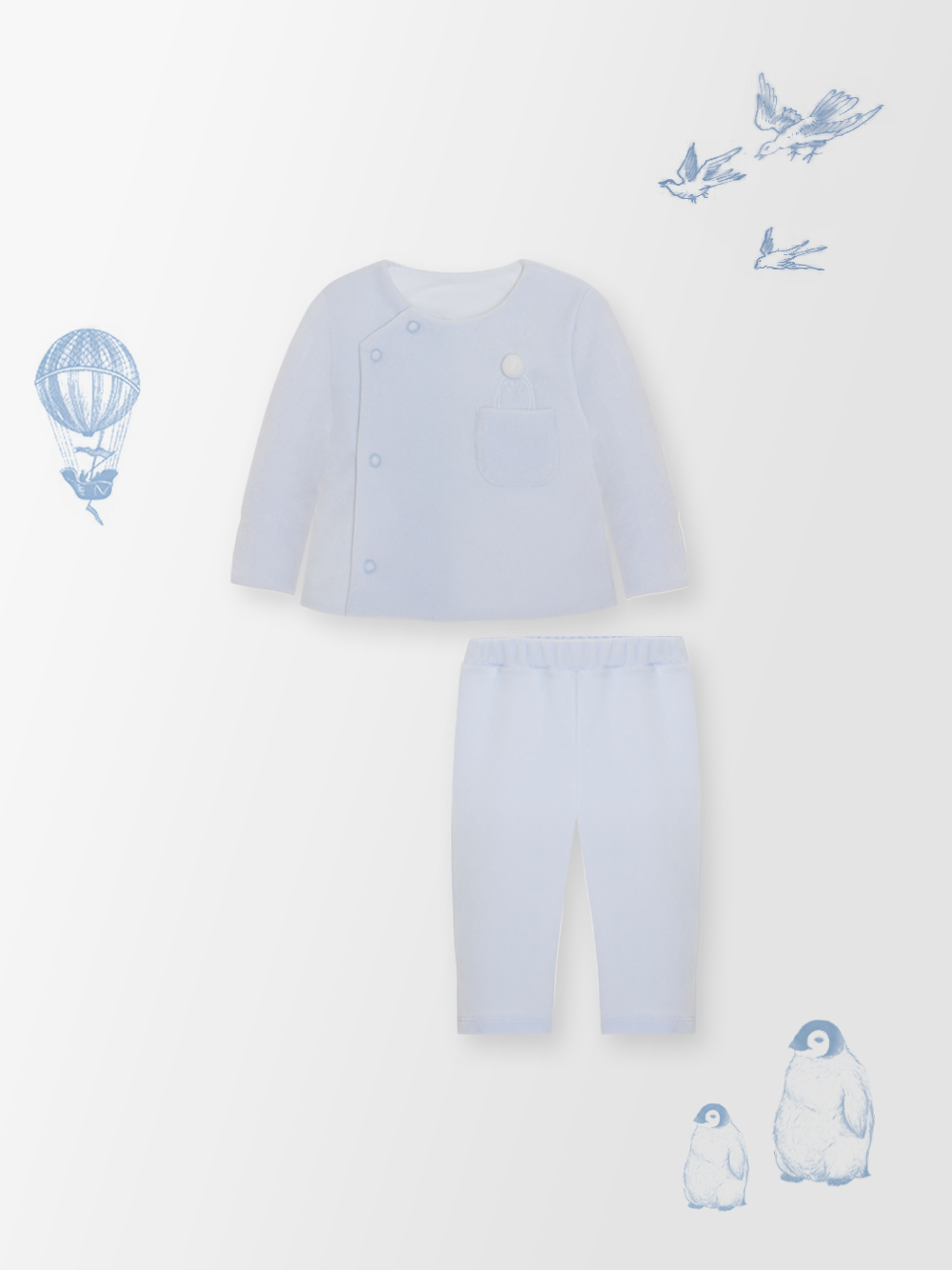 AW21 POMPETITPOM Baby Boys Blue Jacket & Trousers