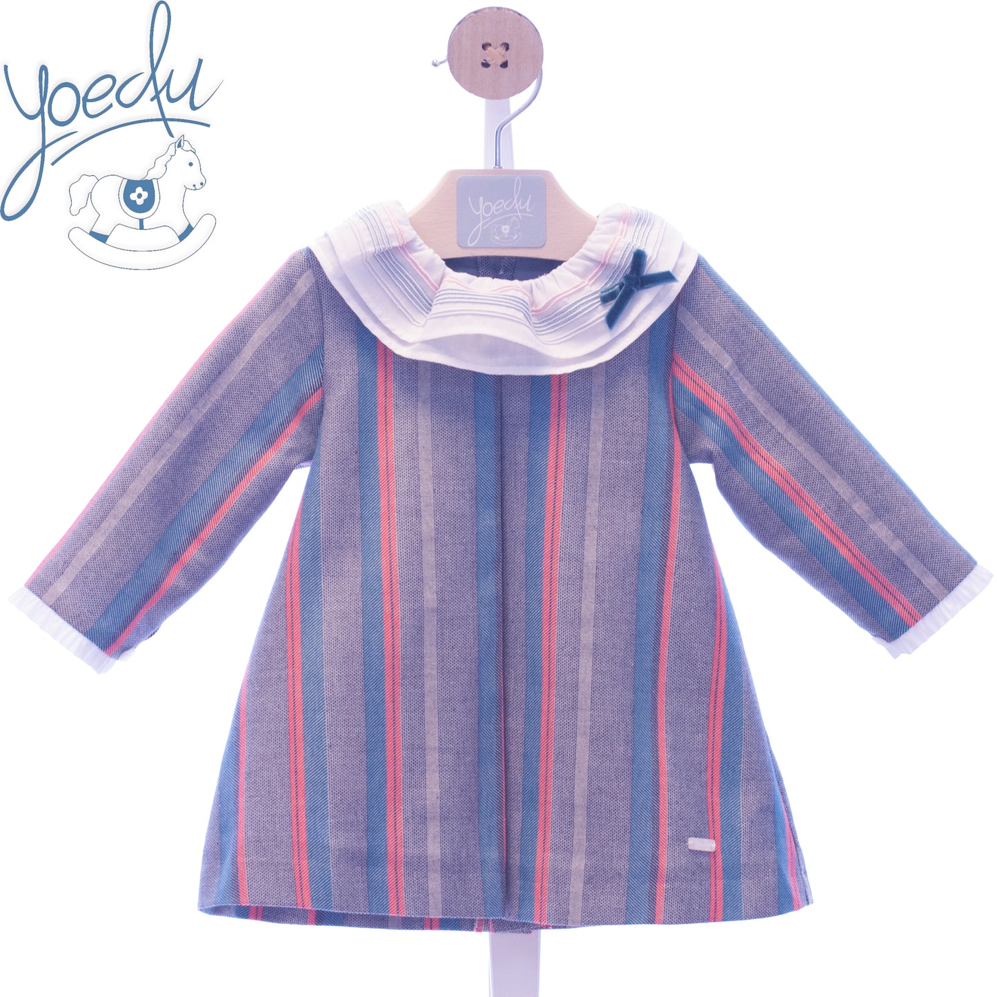 AW19 Yoedu Don Gato Baby Girls Coral Stripe Dress - 5113