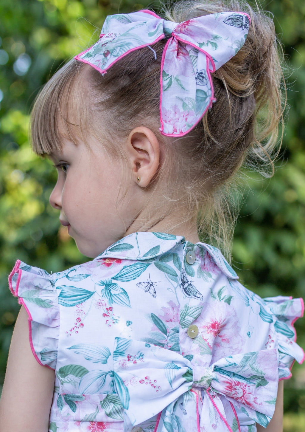SS23 NAXOS Hibisco Girls Pink & Green Floral Bow Hair Clip