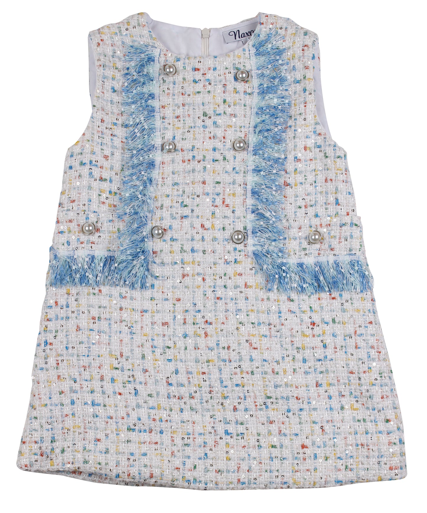 NAXOS Azul Blue Tweed Girls A-Line Dress - 7149