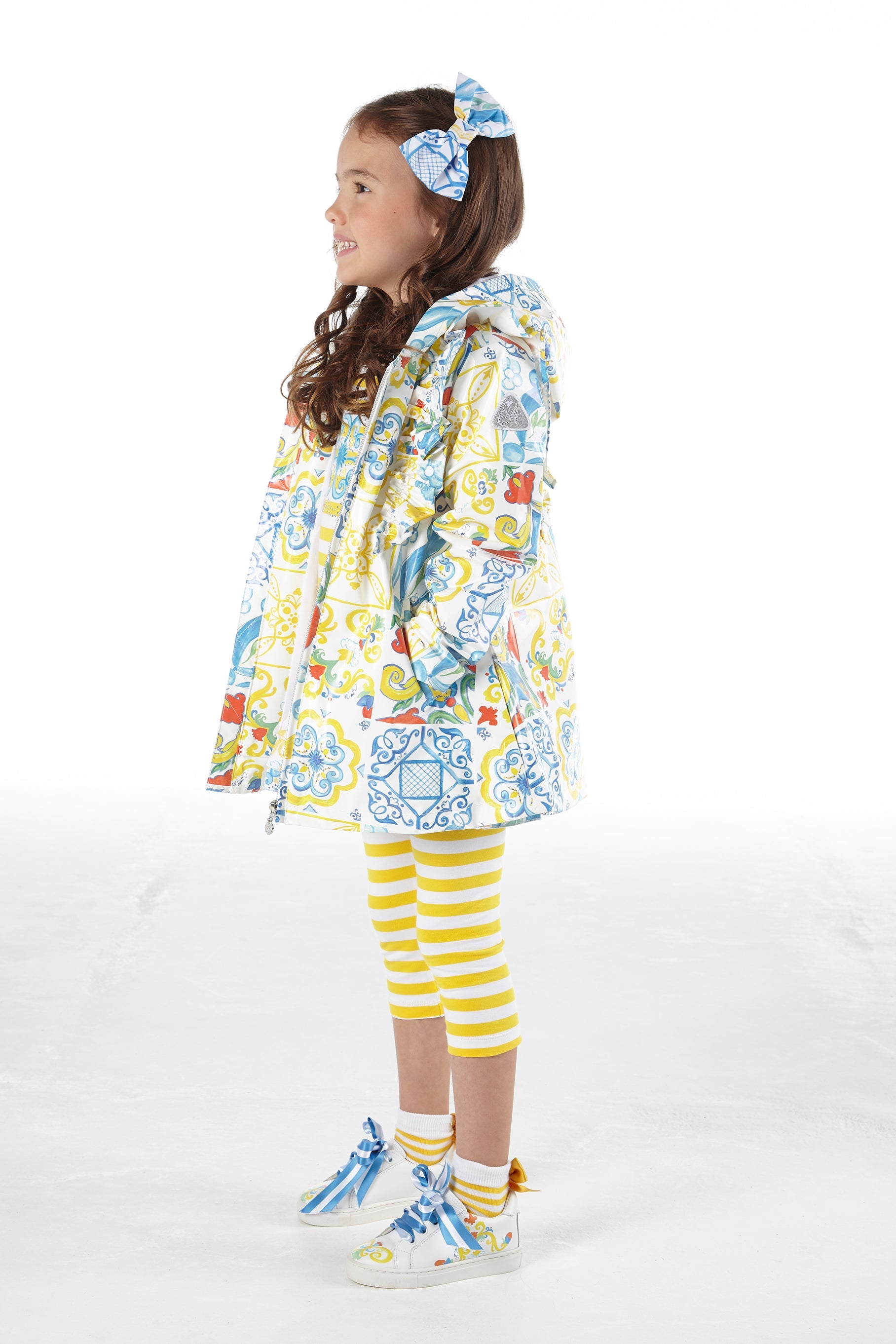 A DEE Porto Girls Layla Portuguese Tile Print Raincoat - CLEARANCE SALE