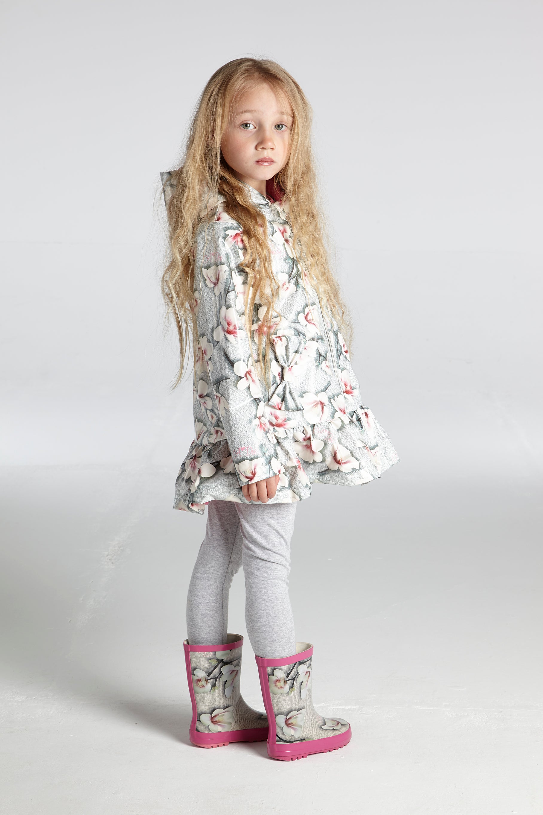 AW21 A DEE Girls Piper Grey Magnolia Raincoat