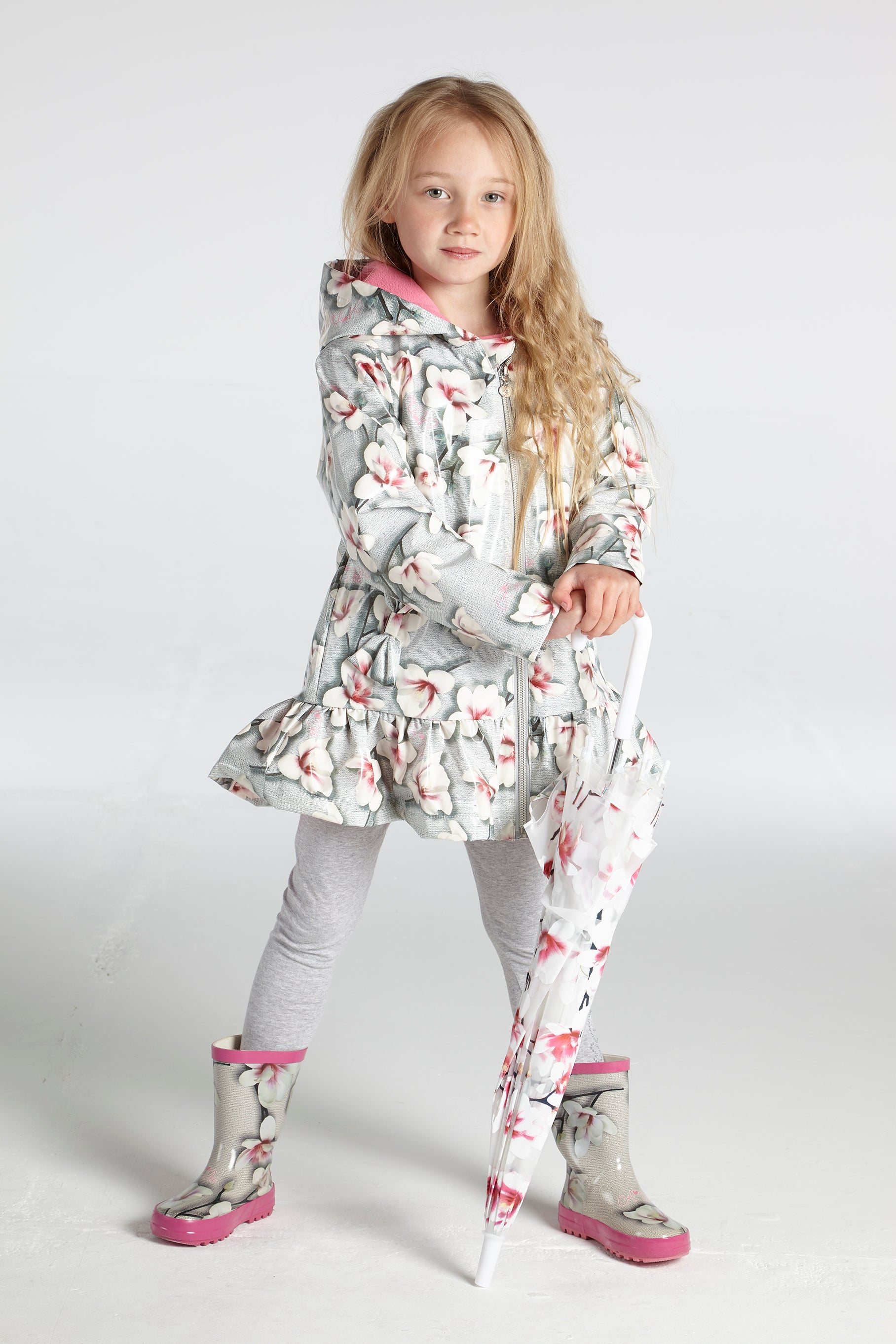 AW21 A DEE Girls Piper Grey Magnolia Raincoat