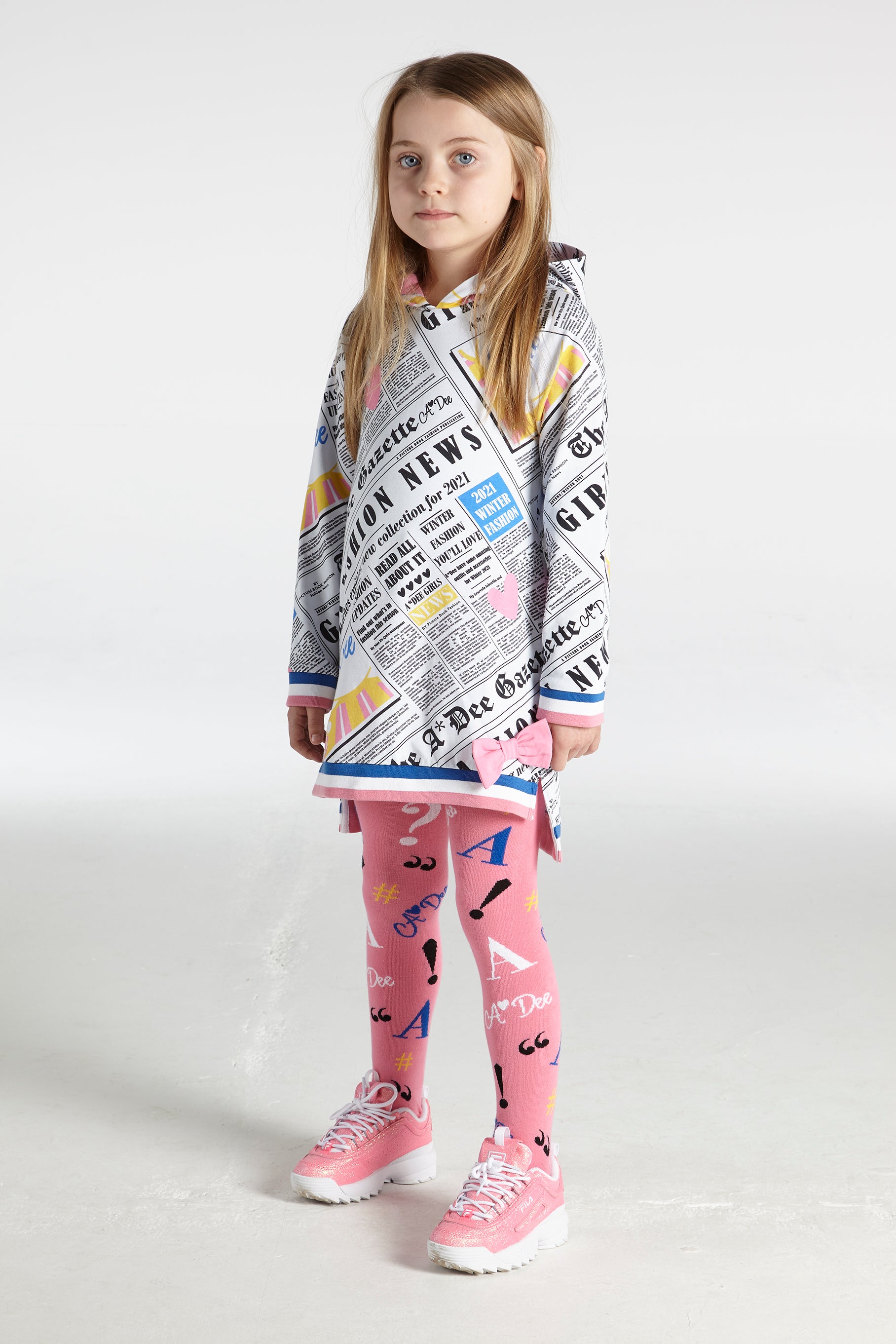 A DEE Girls Sky Newspaper Print Dress