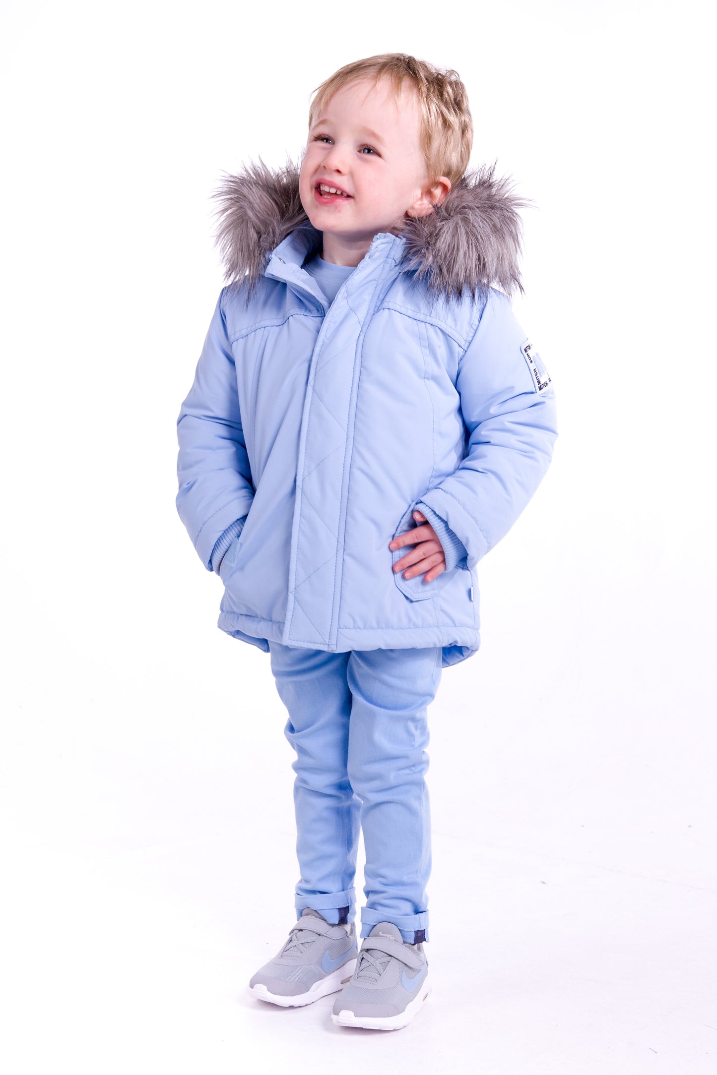 MITCH & SON Boys Paisley Blue Parka with Fur Hood - CLEARANCE SALE