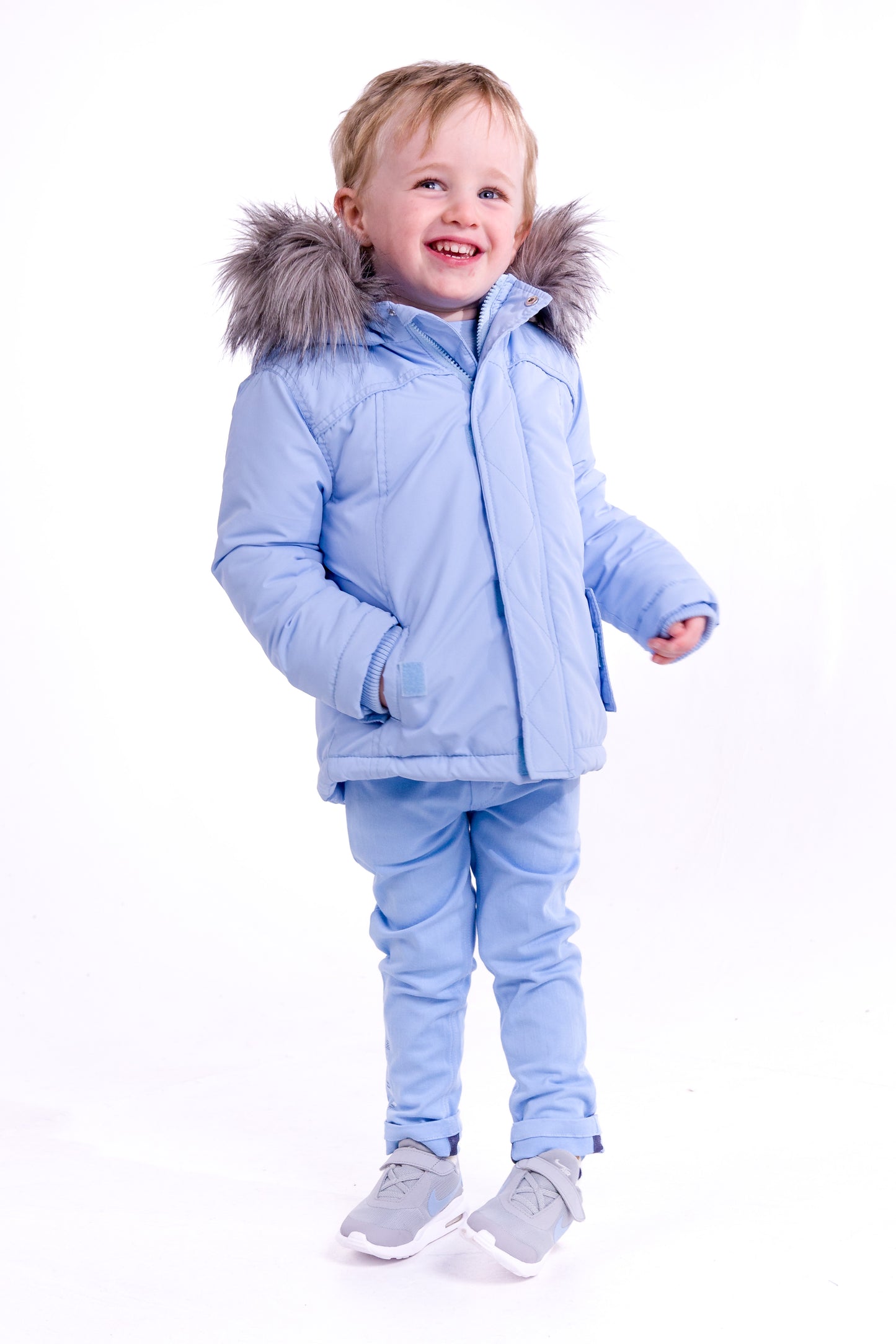 MITCH & SON Boys Paisley Blue Parka with Fur Hood - CLEARANCE SALE