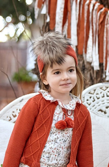AW22 JULIANA Girls Cinnamon Fur Pom Pom Headband - J6222