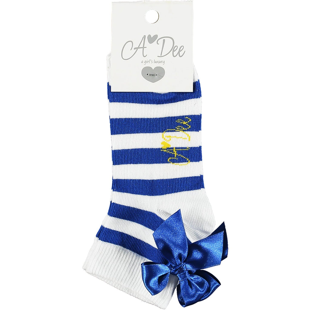 A-Dee Libby Blue Stripe Ankle Socks