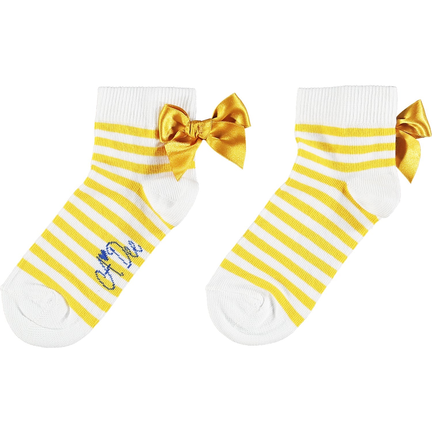 A DEE Porto Girls Libby Yellow Stripe Ankle Socks - CLEARANCE SALE