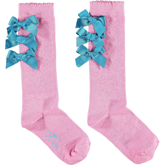 A-Dee Nox Pink Bow Knee High Socks