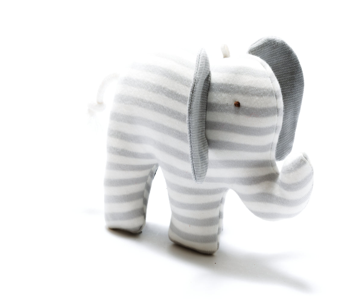 Best Years Organic Cotton Scrappy Elephant - Grey Stripe