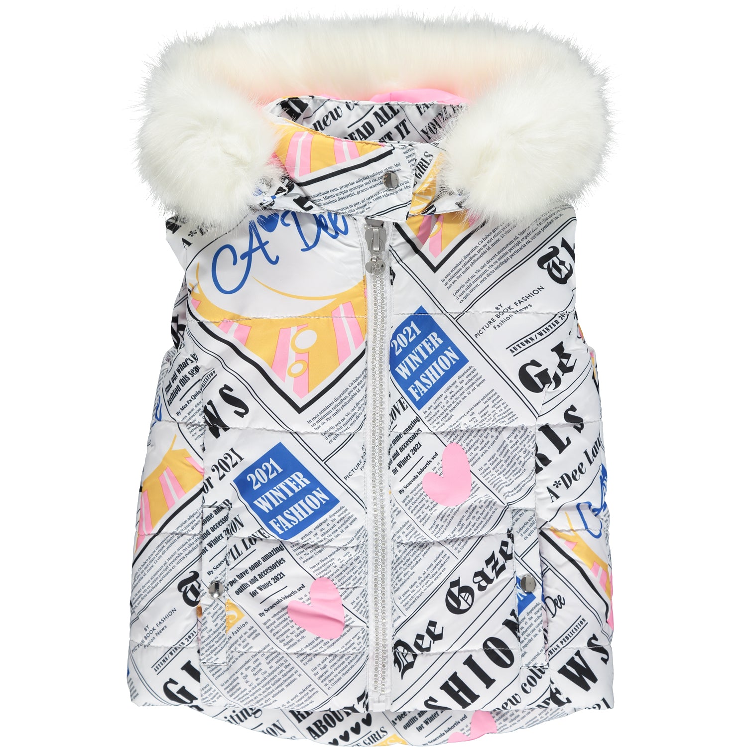 AW21 A DEE Girls Stella Newspaper Print Gilet