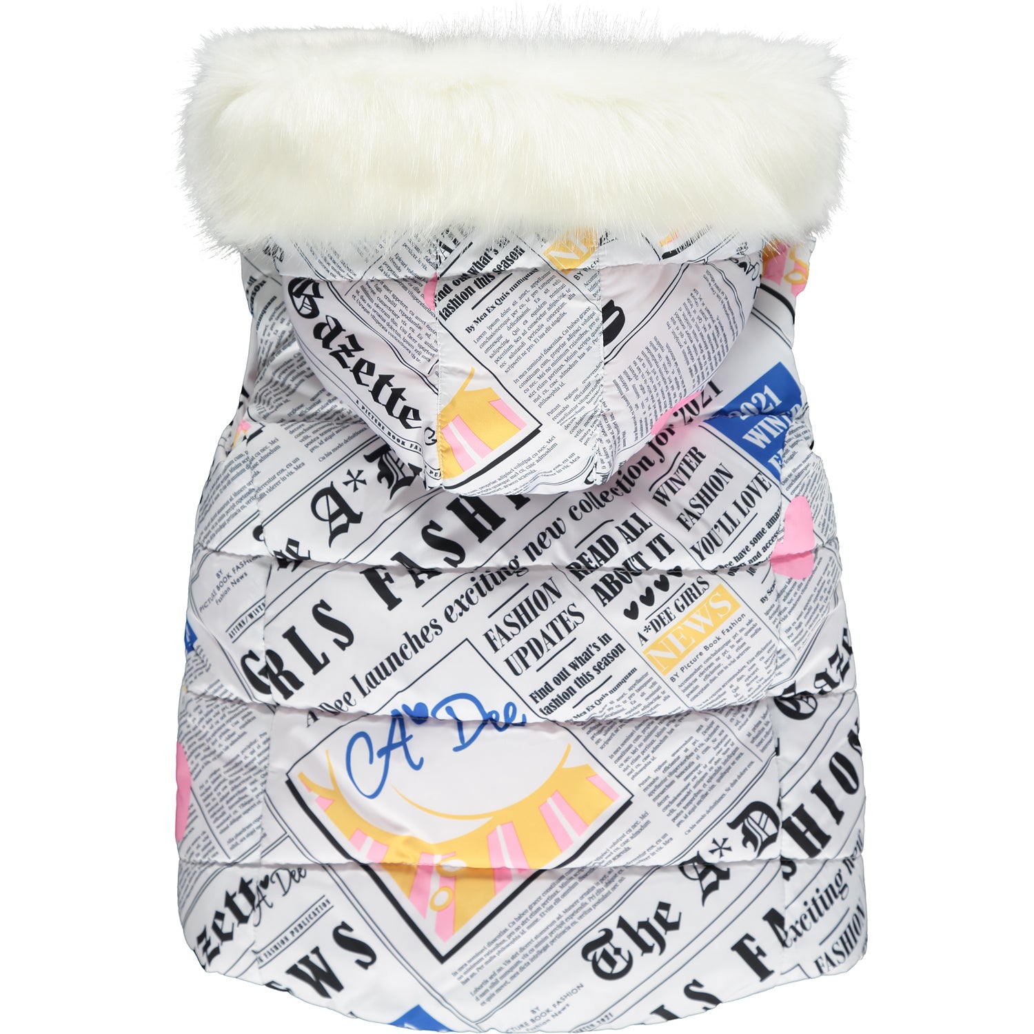 AW21 A DEE Girls Stella Newspaper Print Gilet