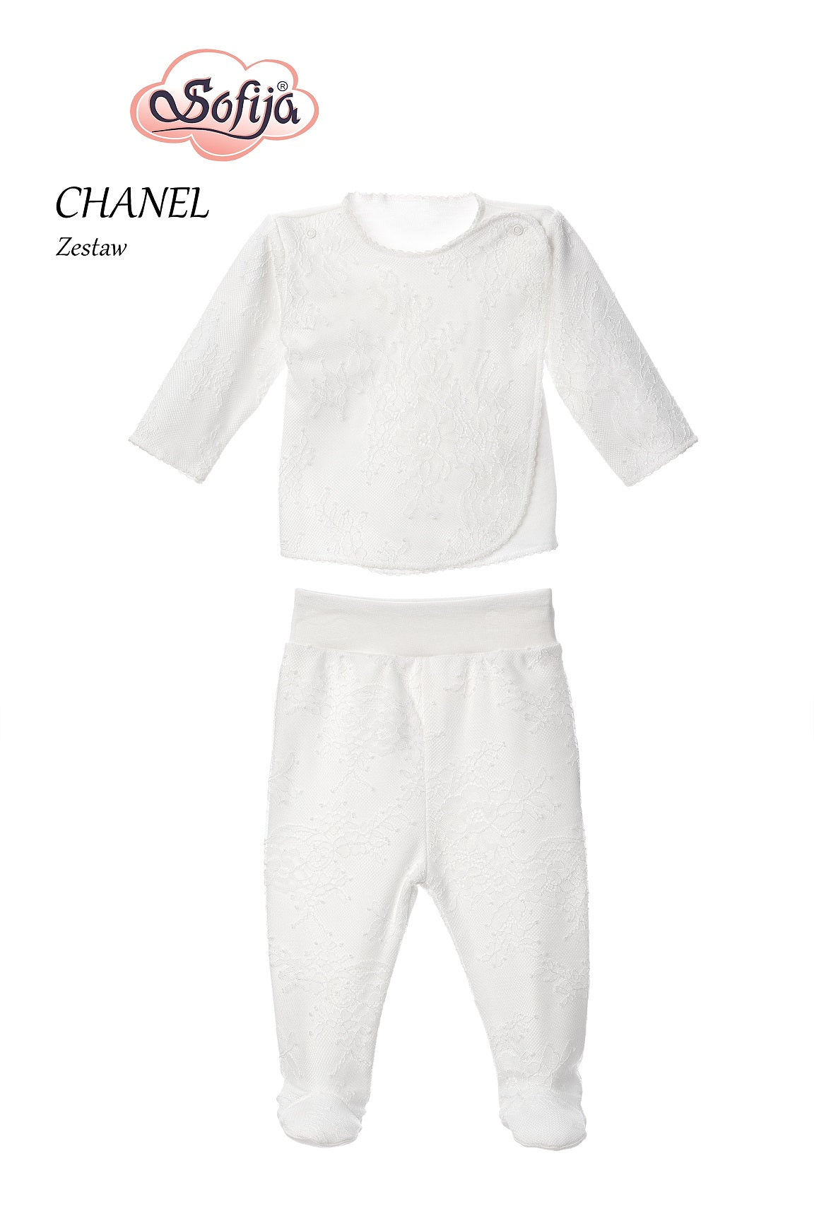 Sofija Chanel Cream Lace Girls Trouser Set 