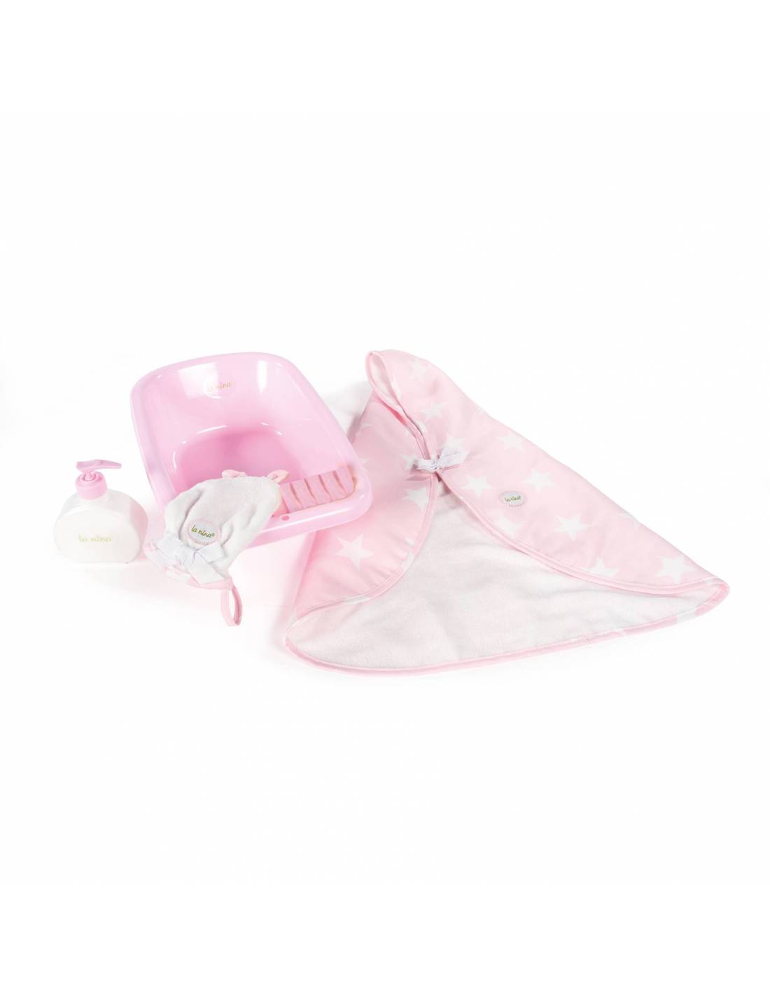 La Nina Carlota Pink & White Dolls Bath Set