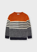 Mayoral boys rust, cream and navy colour block jumper 4358 - front view