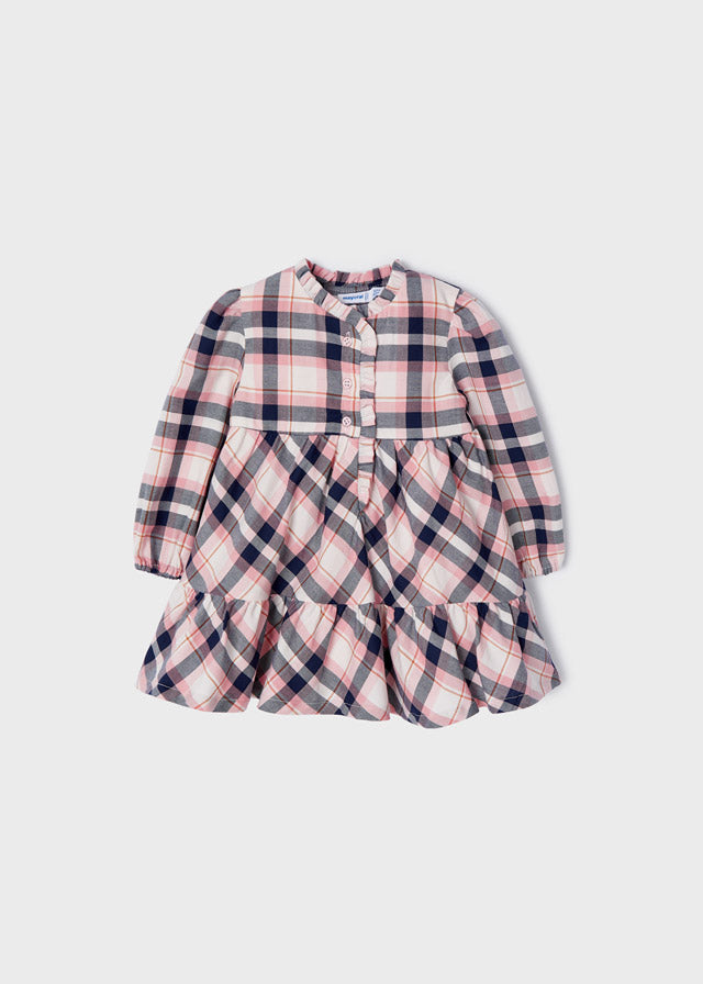 MAYORAL Girls Pink & Navy Plaid Dress 