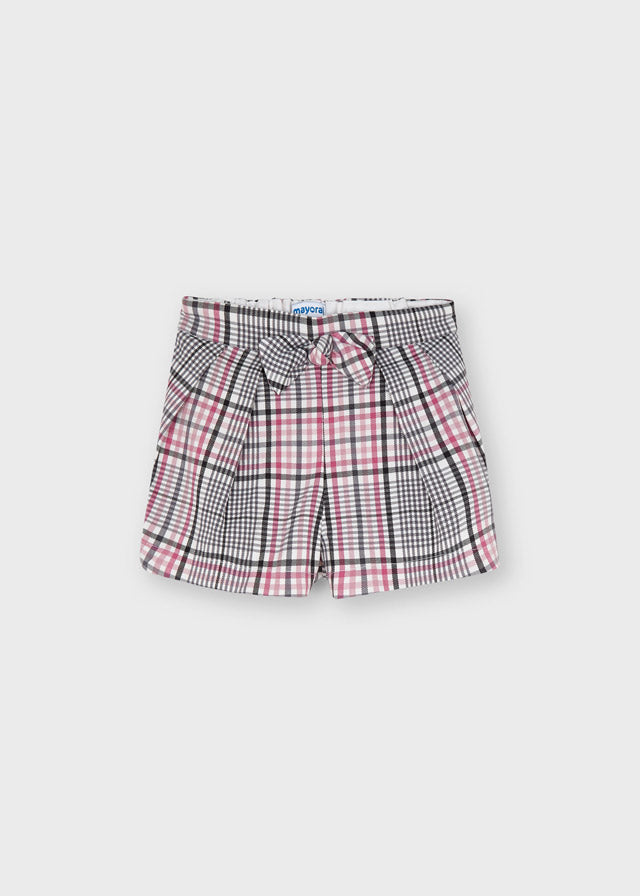 AW21 MAYORAL Girls Pink & Grey Check Shorts - 4209
