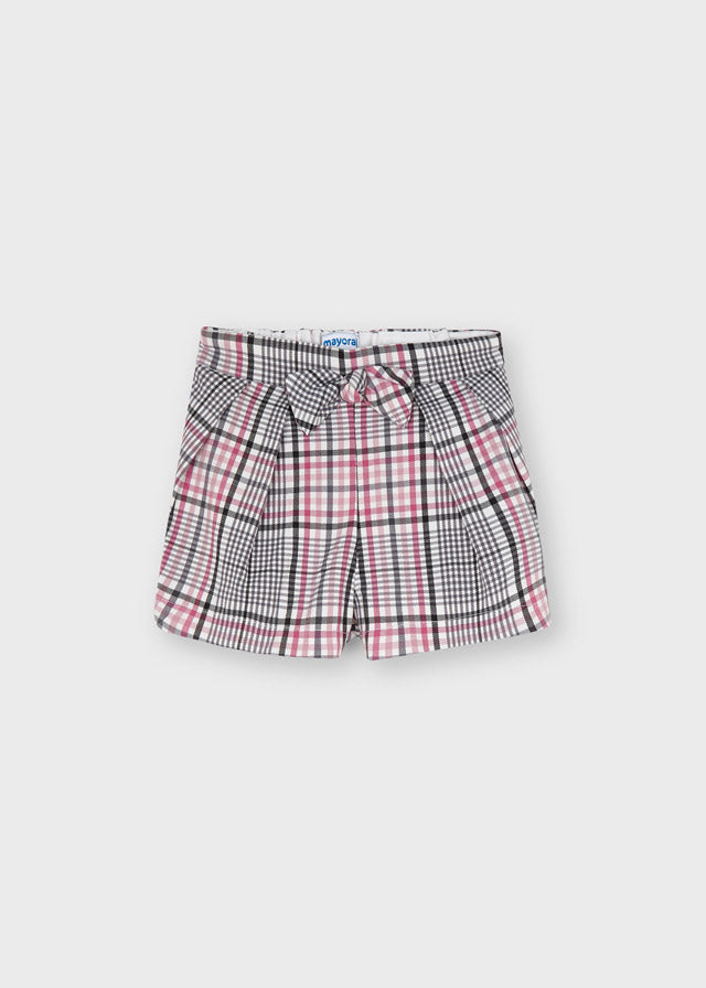 MAYORAL Girls Pink & Grey Check Shorts