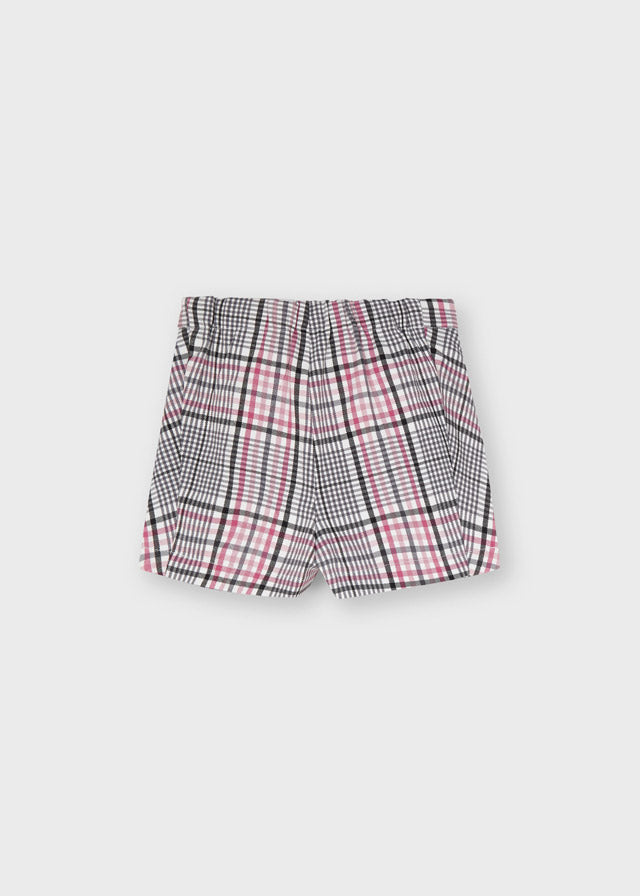 AW21 MAYORAL Girls Pink & Grey Check Shorts - 4209
