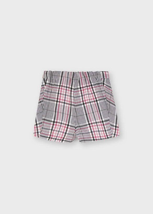 MAYORAL Girls Pink & Grey Check Shorts