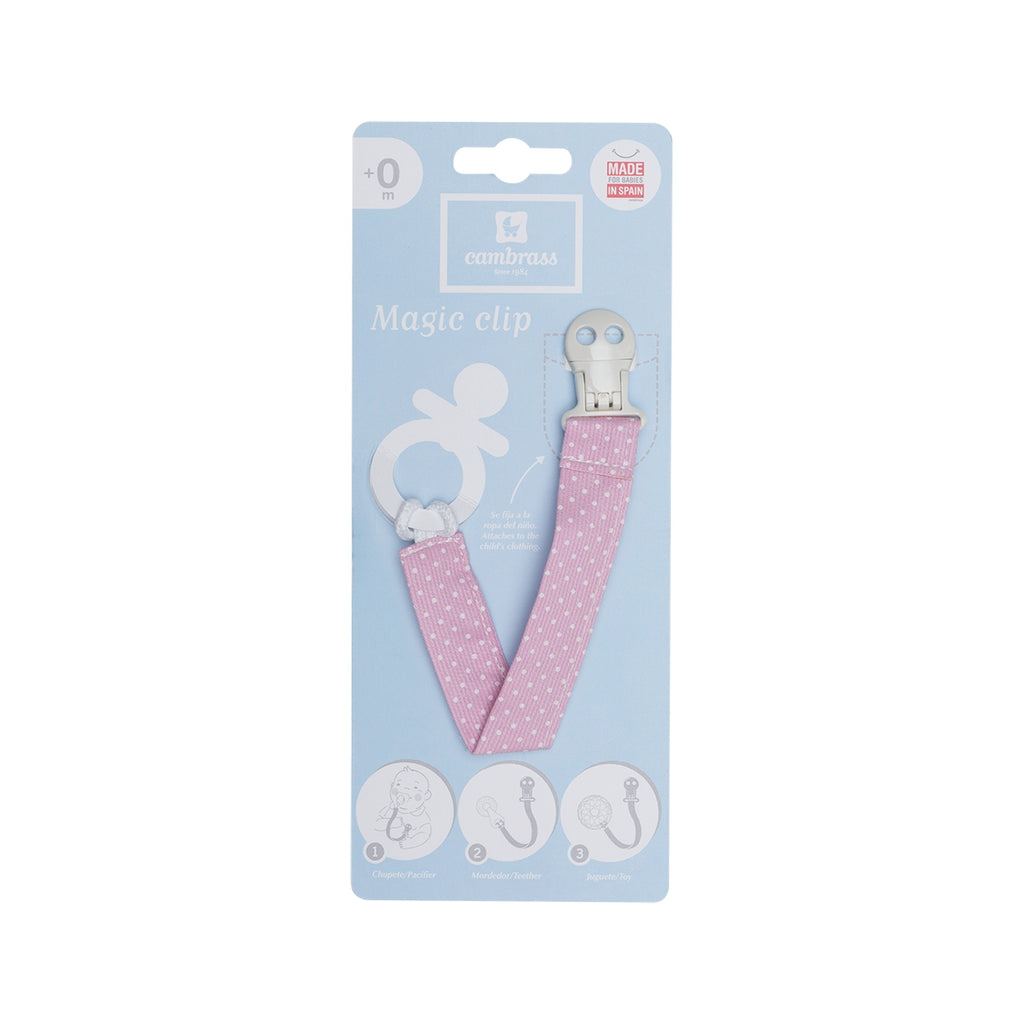 CAMBRASS Pink Polka Dot Dummy Clip