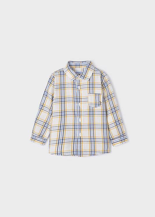 MAYORAL Mini Boys Navy & Yellow Check Shirt - NON RETURNABLE