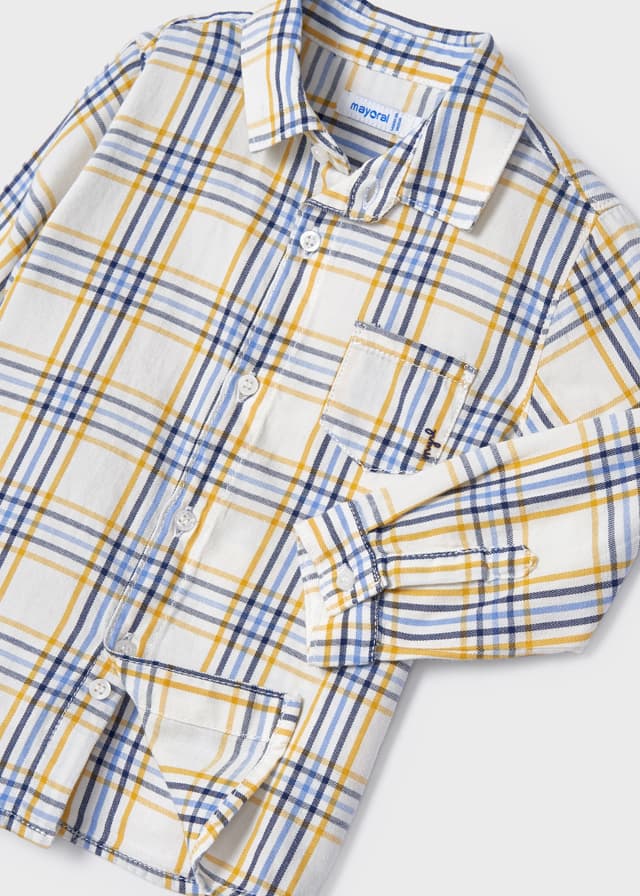 MAYORAL Mini Boys Navy & Yellow Check Shirt - 2161