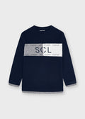Mayoral boys Studio navy and grey long-sleeve top 4091 - front view