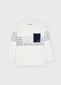 Mayoral boys Studio white and navy long-sleeve top 4092 - front view