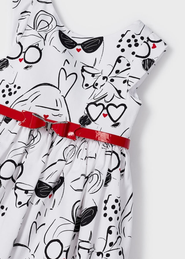 MAYORAL Girls Black & White Dress with Belt - CLEARANCE SALE