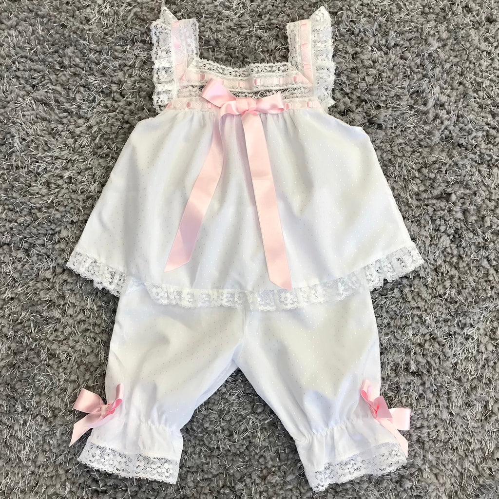 Salero Lenceria Glitter White & Pink Cotton Pyjamas