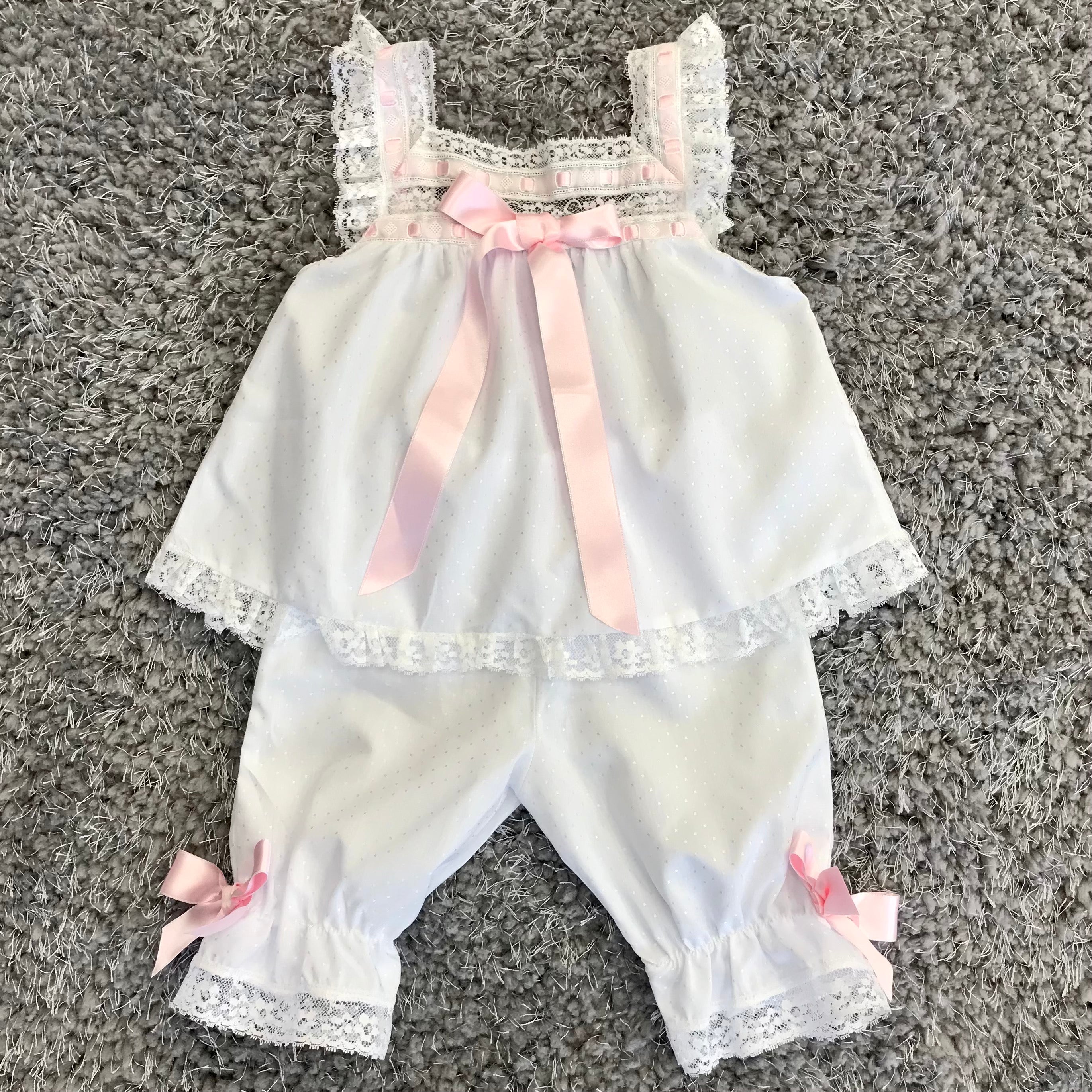 Salero Lenceria Glitter White & Pink Cotton Pyjamas