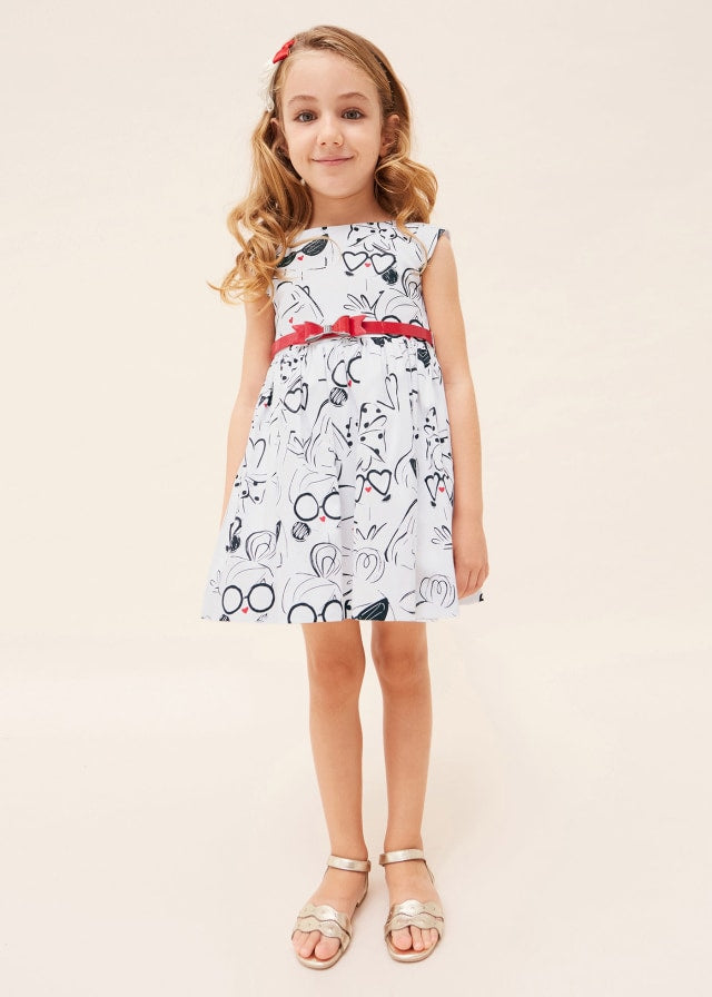 MAYORAL Girls Black & White Dress with Belt - CLEARANCE SALE
