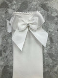 JC CASTELLA Satin Double Bow Socks - White