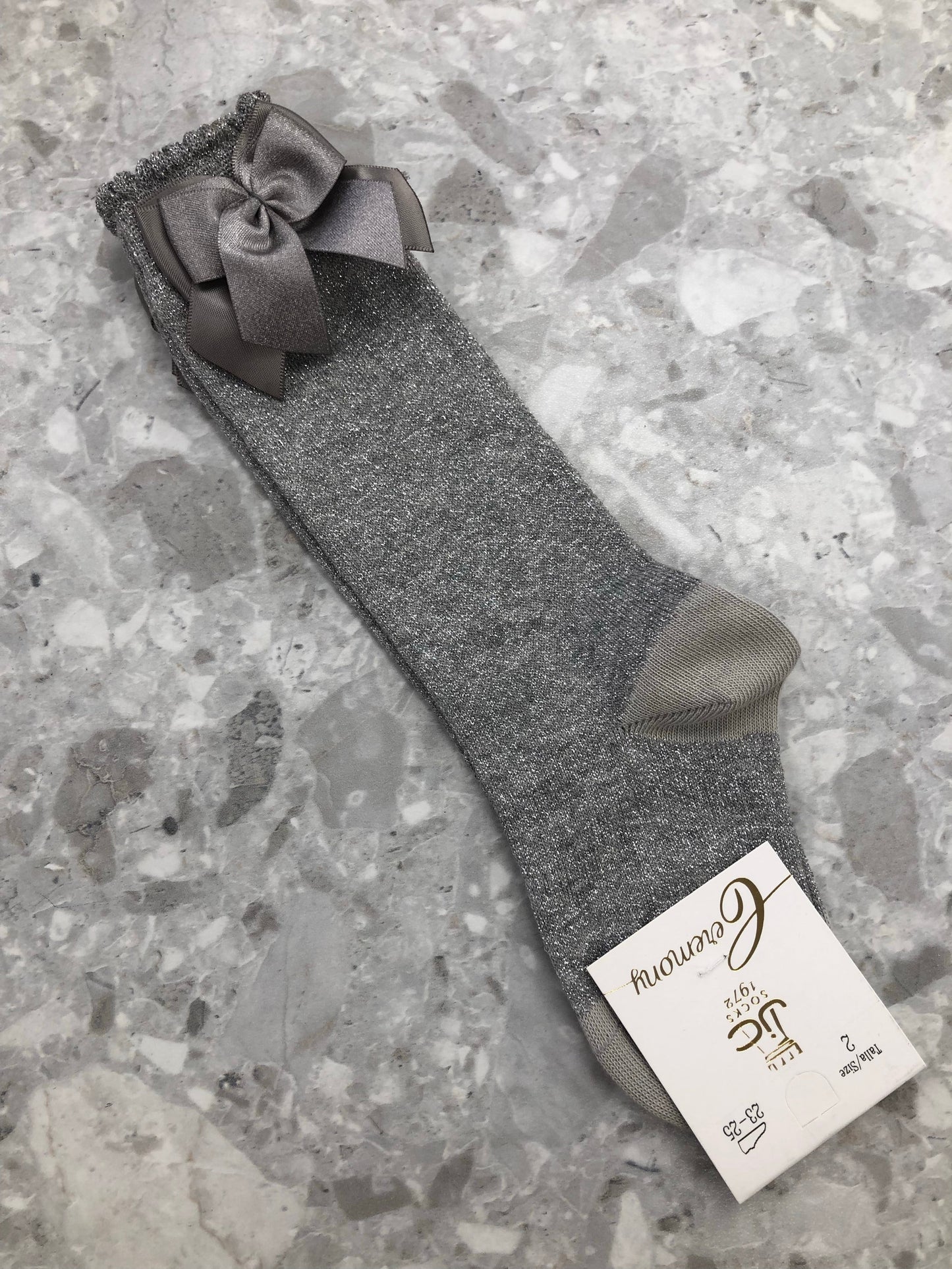 JC CASTELLA Metallic Bow Socks - Silver