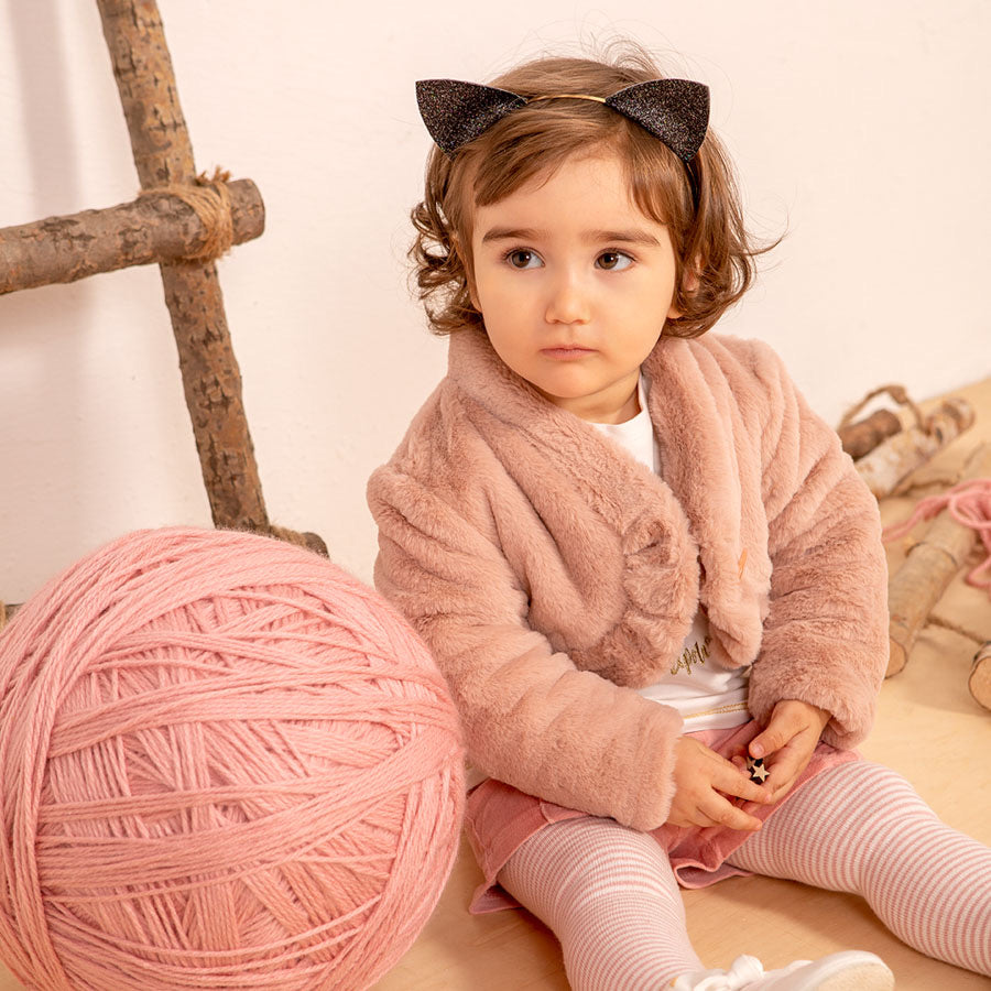 AW20 Babybol Dusky Pink Faux Fur Bolero Jacket