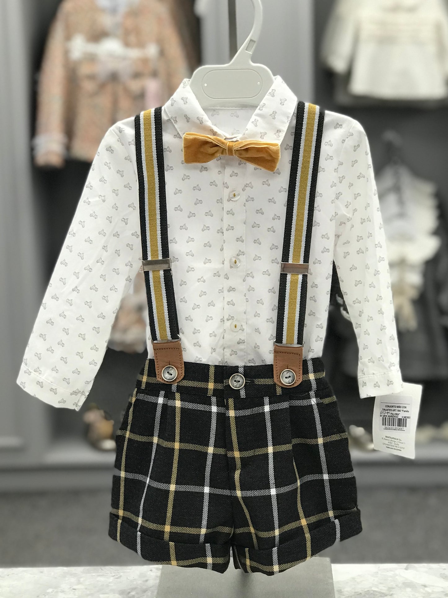 MARTA Y PAULA Paloma Boys Short Set with Braces & Dickie Bow