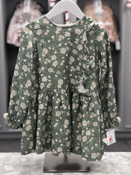 ROCHY Pruna Green & Cream Floral Girls Dress