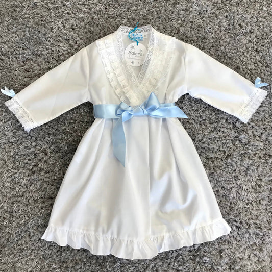 Salero Lenceria Isabella White & Blue Dressing Gown